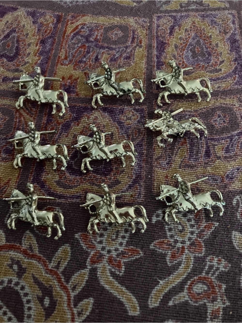 9 Medival Knight Jousting  on Horseback  Pins -  Lot of 9 - Picture 2 of 4